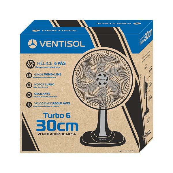 Ventilador De Mesa Azul Turbo 6 Pás - 30cm - Image 3